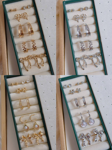 پک گوشواره ۶ عددی استیل با آبکاری رادیوم